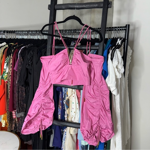 Silvia Tcherassi Benazir Crop Rose Puff Sleeve Top - Picture 8 of 17